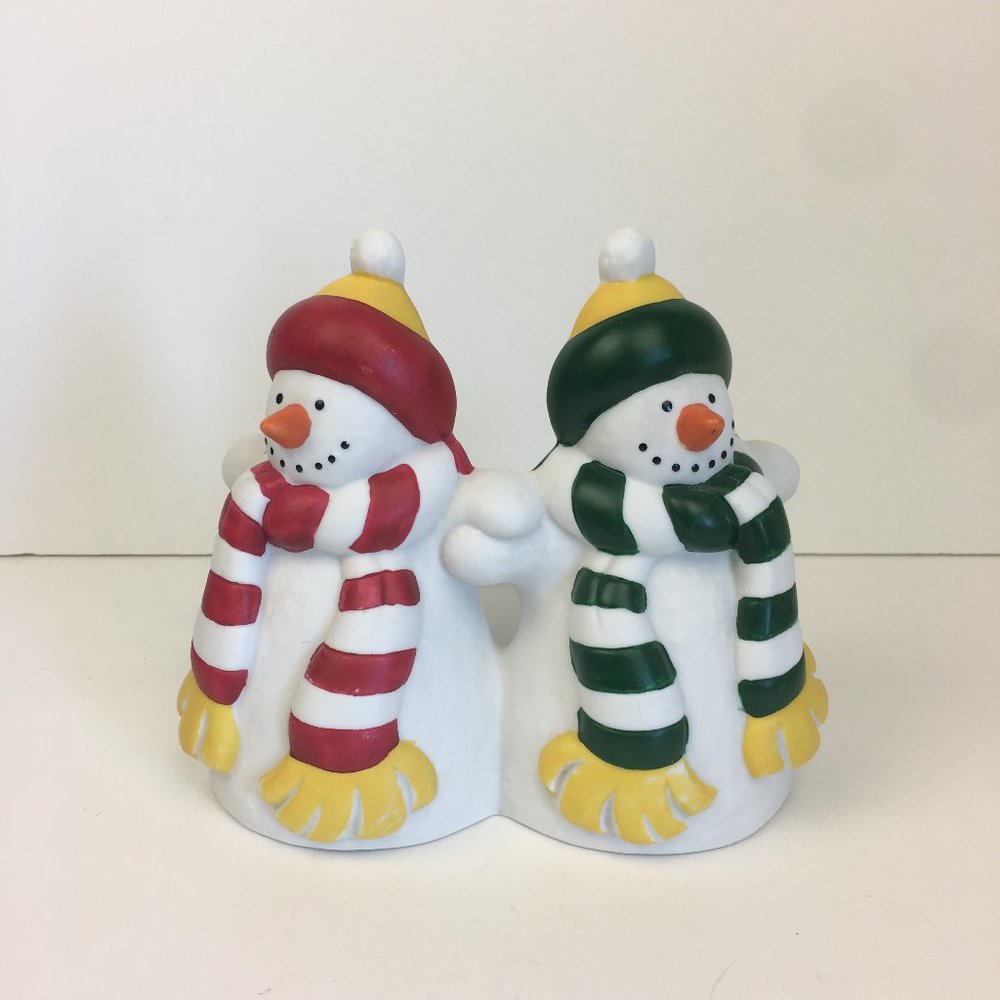 Vtg Partylite Snowman Xmas Pillar Candle Holder
